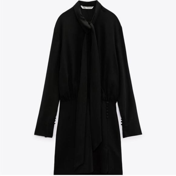 Zara Tied Mini Dress- Black Size XL - Picture 1 of 10